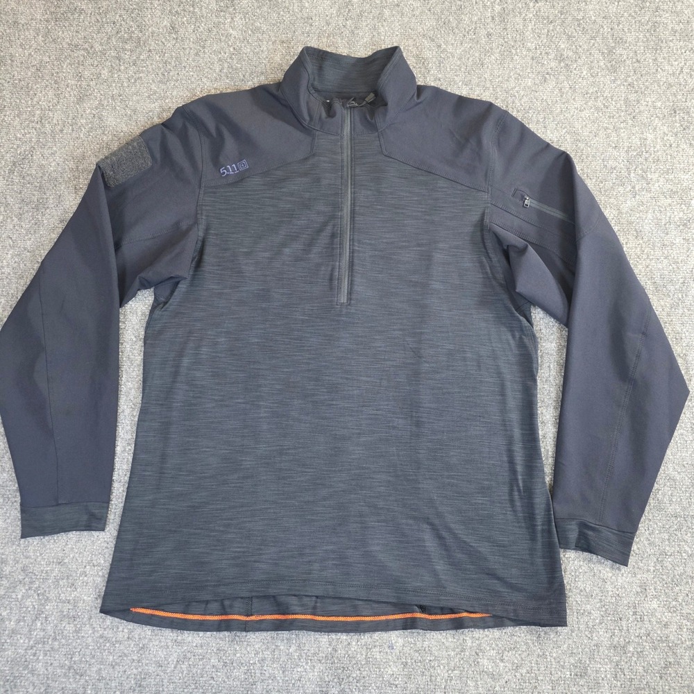 5.11 Tactical Rapid Half Zip Shirt Mens Large Charcoal Gray Long Sleeve Stretch